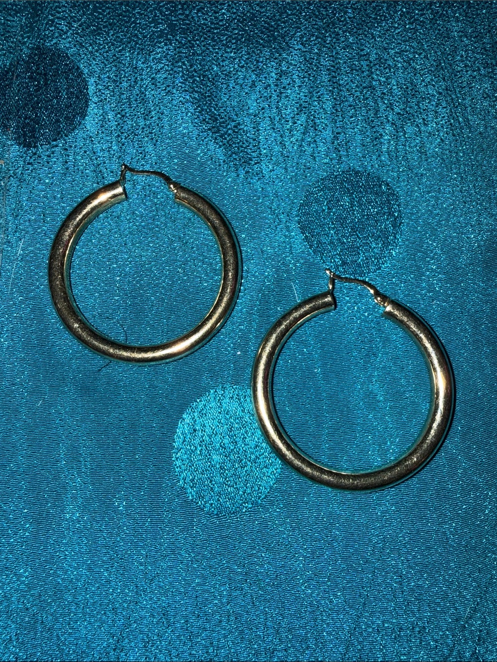 Classic large  sterling, silver Gold toned Hoop Earrings